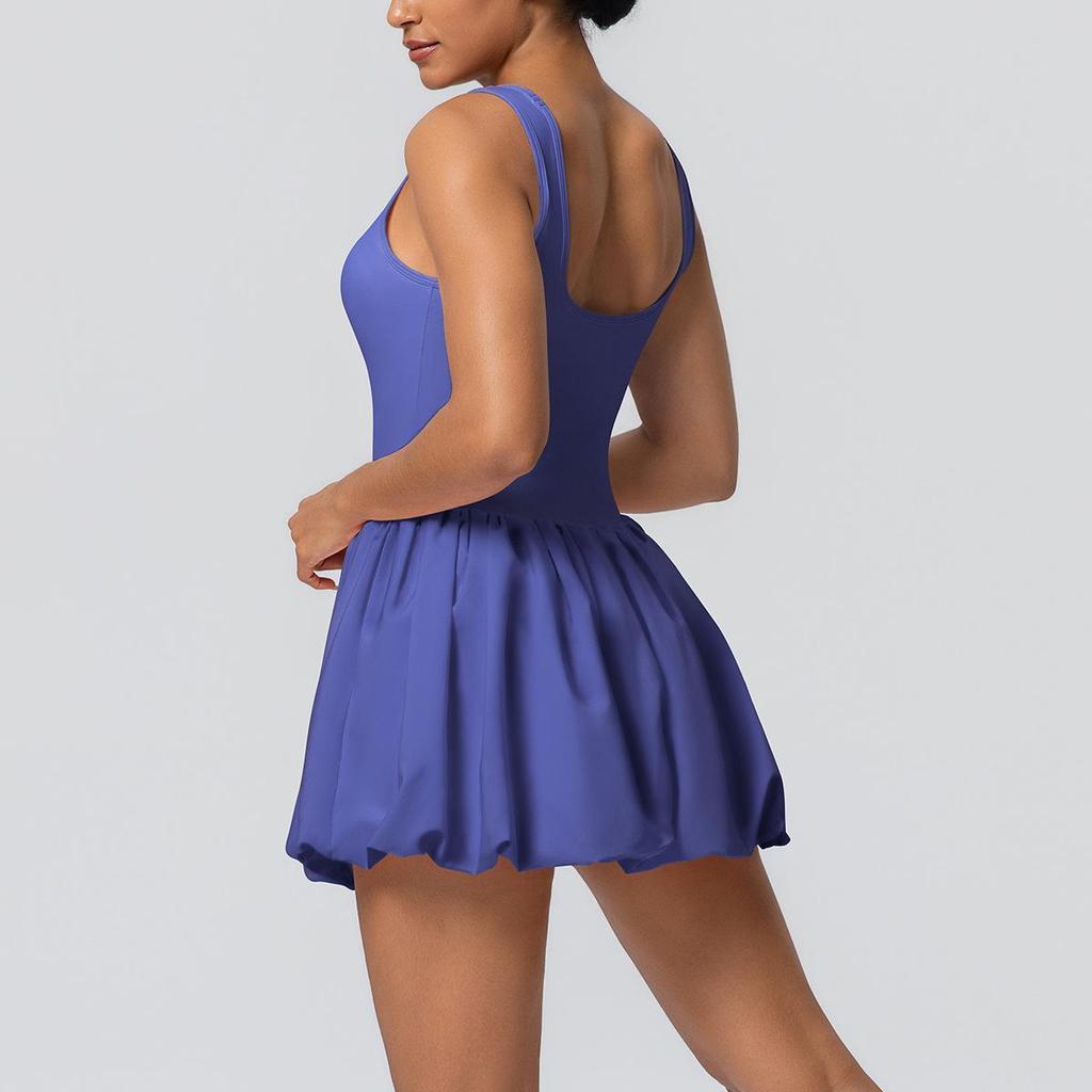 NEW Bare Feel Sports Dress with Pocket,anti-exposure,tennis Wear with Bra Pads,gym Suit,yoga,running, Fitnes, Sports Trends, Cycling Dress Purple