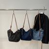 Duża Pojemność Retro Jeansowa Torba Damska Jednokolorowa Na Ramię Crossbody