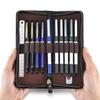 Genuine Leather Pencil Case with 12 Slots - Large Capacity Pen & Stationery Organizer