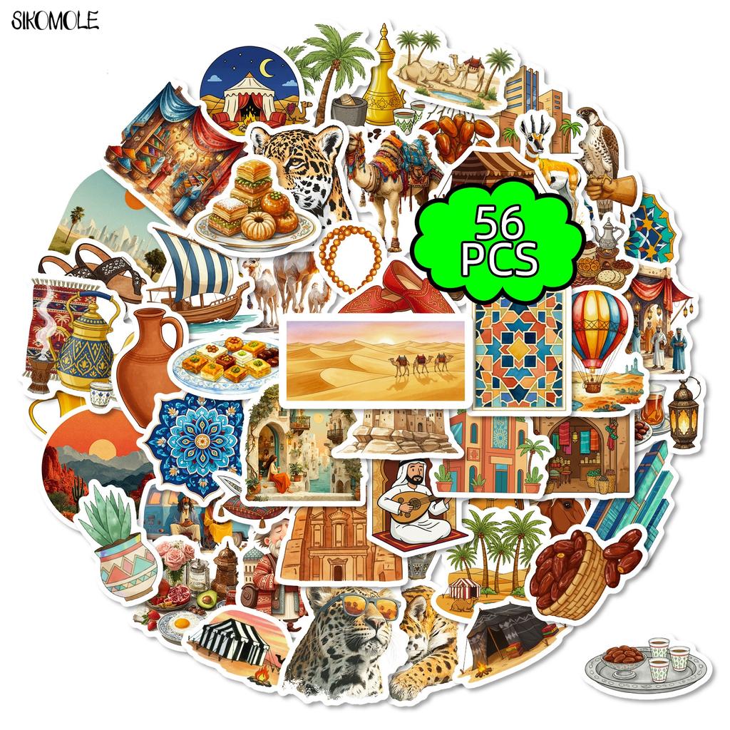 103056Pcs Cartoon Arabic Desert Camel Building Elements Stickers Diy Kids Toys Guitar Luggage Suitcase Decal Graffiti Sticker