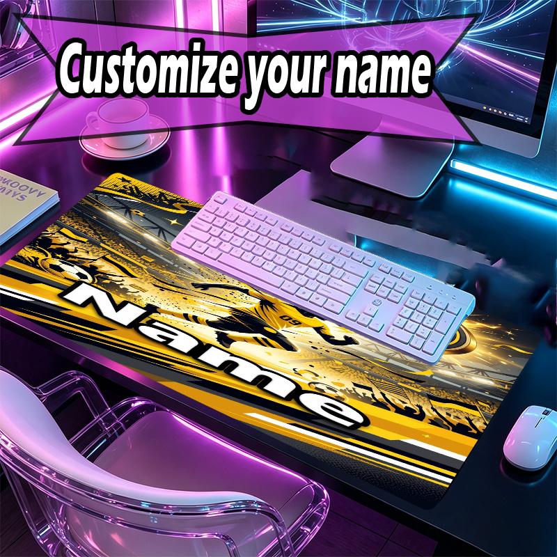 Custom Name Personalized Borussia Dortmund Bvb Pattern Mousepad, Laptop PC Desk Mat, Decorative Desk Mat for Home Keyboard Pad Gift