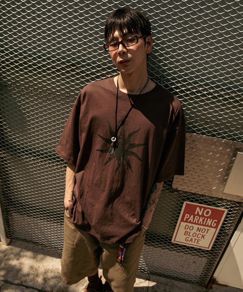 BURNING CAPONE Bc Rise Sun Short Sleeve T-Shirt (Brown)