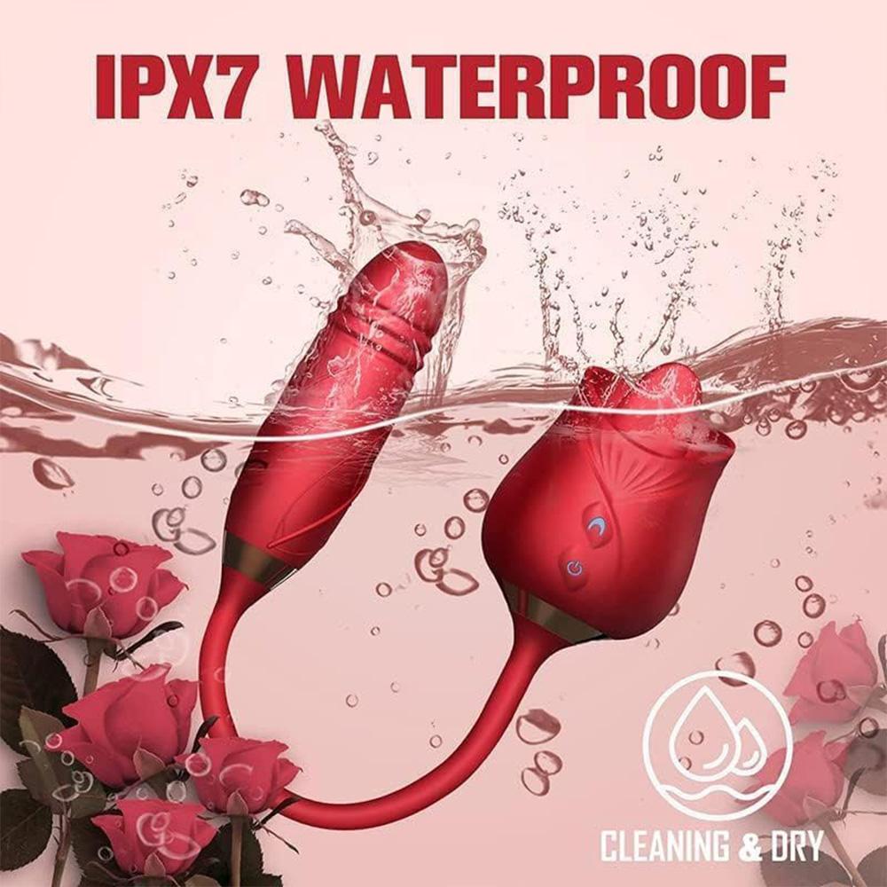 3-in-1 female masturbation rose sex toy Clit Clintoris G-point thrust Dildo oral sex Vibrator G-point stimulation licking erotic