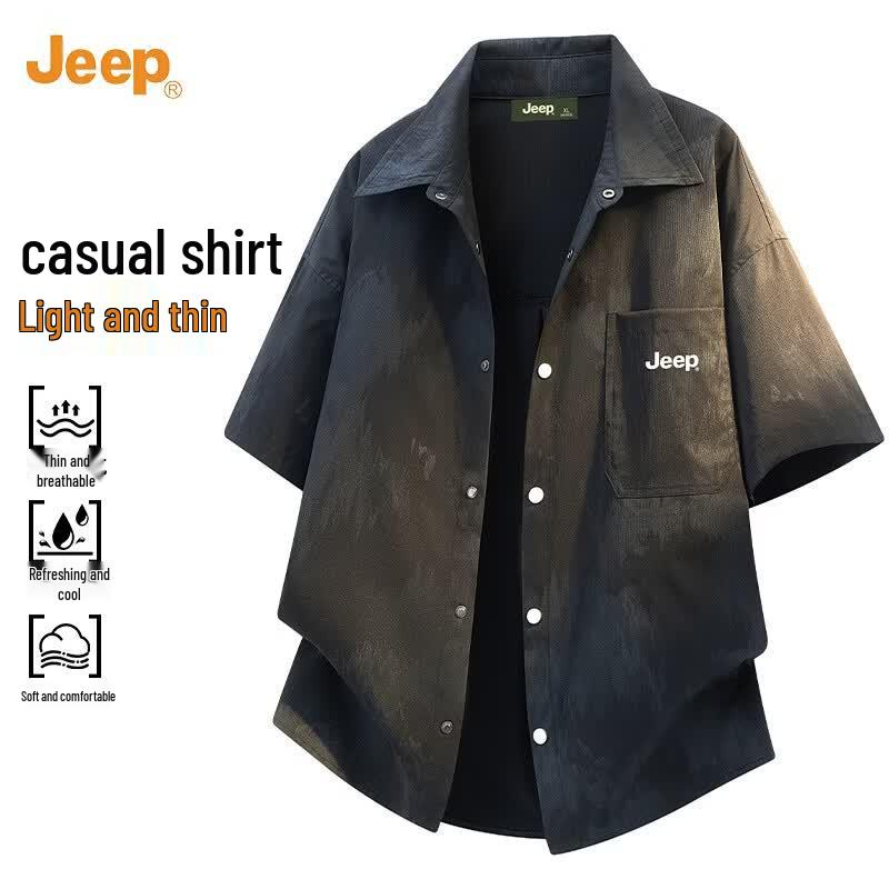 JEEP Men s Ink Wash Short-Sleeve Casual Shirt L