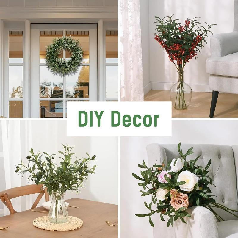 Ramos de Oliveira Artificiais Iluminados Para Vasos, Hastes Decorativas de Folhagem Para Centros de Mesa, Arranjos Florais de Casamento, Decoração de Casa Interior