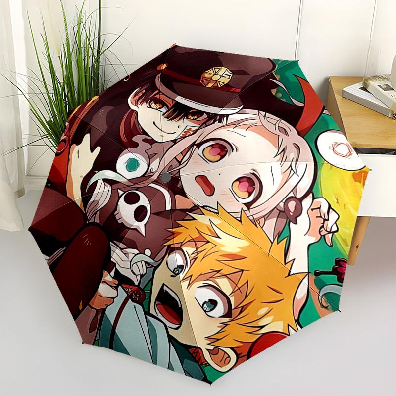 1pc "Haikyuu!!" Anime Characters Umbrella, Automatic Opening & Closing, Portable 3-Fold Design with Iron Frame, Outdoor for Fans, Travelers, Daily Use