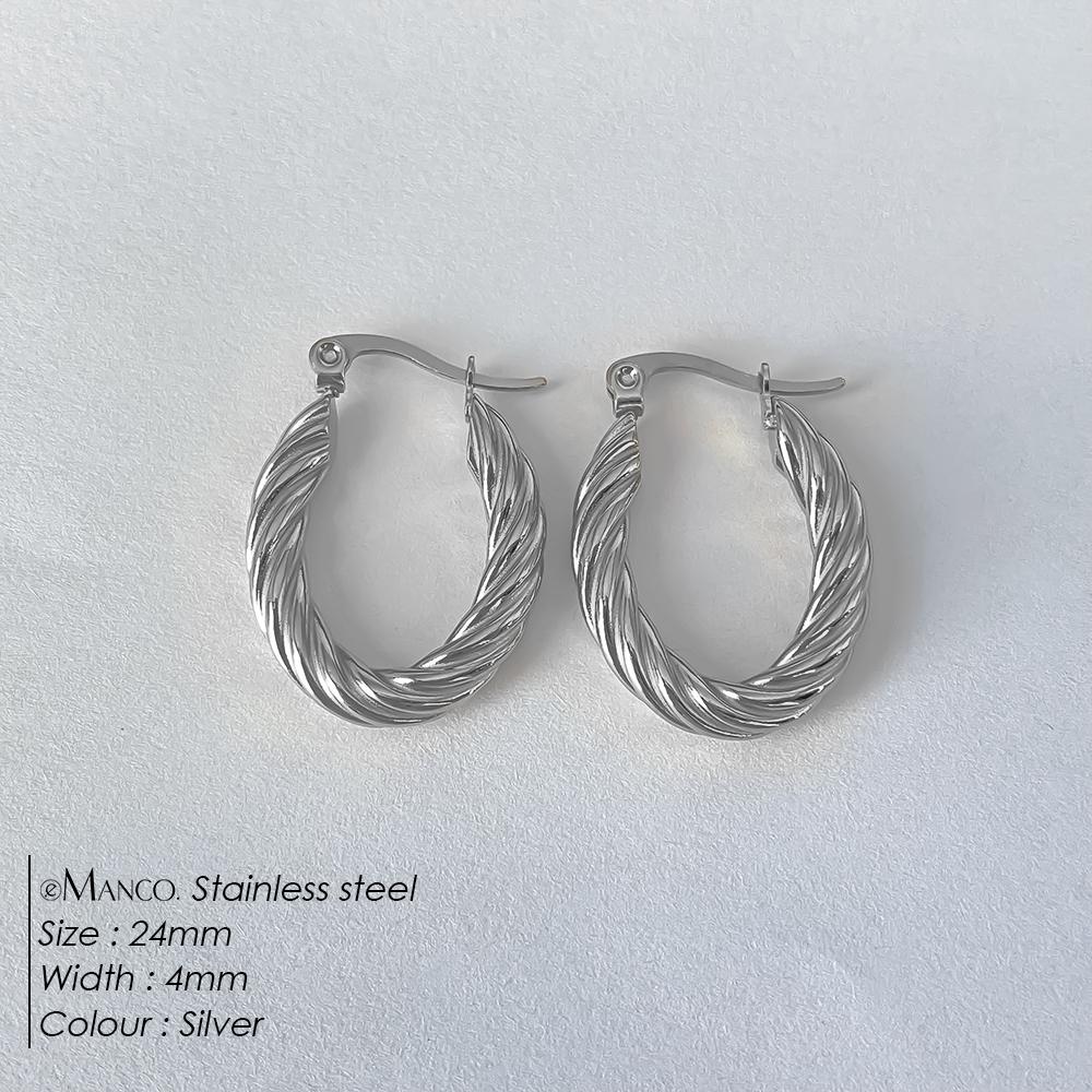 EManco Stainless Steel Plated 18K Gold Plated Twist Hoop Earrings Women Simple Ear Ring Hypoallergenic Jewelry Dropshipping