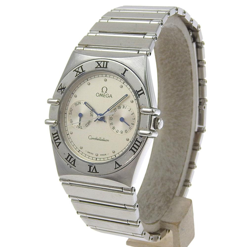 Omega Constellation Day-date Watches 396.1070 SilverDial Stainless Steel Quartz Analog Display Unisex Used