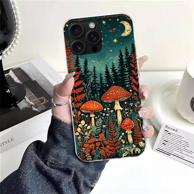 Colorful Mushroom Soft Phone Case For IPhone 11 17 Air 16E 16 Pro Max 15 + 14 Plus 13 Mini 12 Apple 7 SE 8 Fundas Coque 11 17 Ai