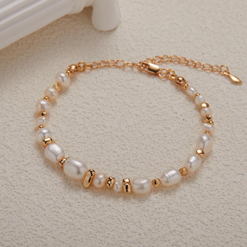 S925 Sterling Silver Natural Freshwater Pearl Color Treasure Item Women'S Trend Handmade String Irregular Bead Silver Versatile Earrings