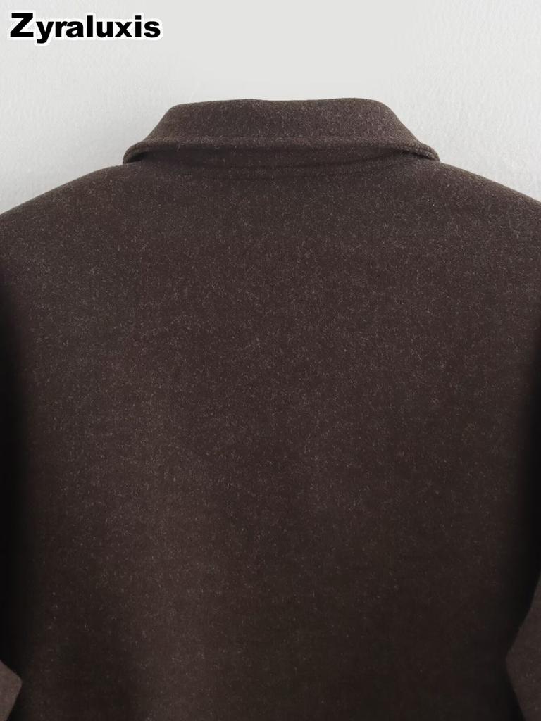 Women's Wind Pure Color Wide Fit Zippered Wool Coat Casual Versatile Autumn Winter Short Jacket