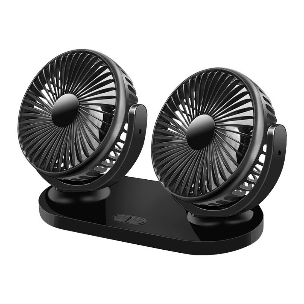 

Car Accessories ABS Car Fan 12V 24V USB Rotatable Double-head Fan 3 Speed Control Cooling Air Circulator Home Office чорний
