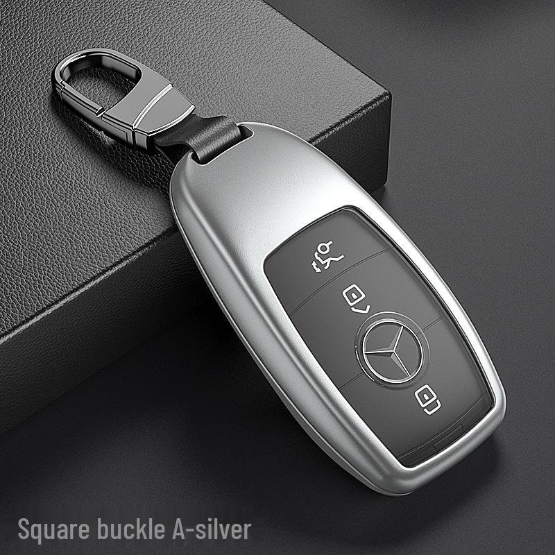 

Mercedes-Benz Aluminum Alloy Keycase for S, C, E-Class - Premium Full Coverage Square Buckle Cover