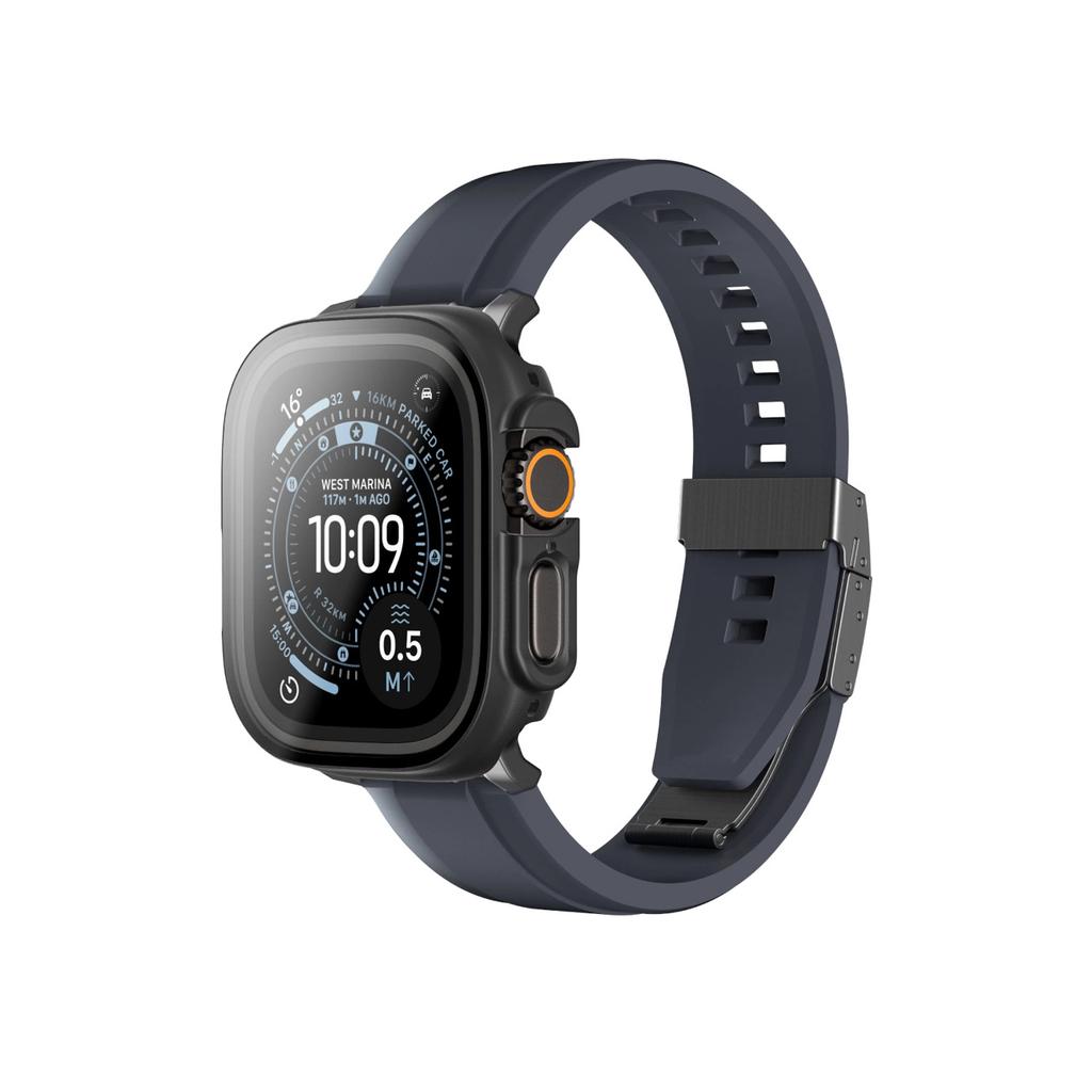 Szkło Ochronne Amazingthing Radix Z Etui Na Apple Watch Uitra 3 49 Mm - Czarne