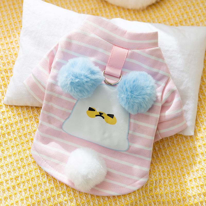 Pet Clothes Autumn and Winter Warm Dog Clothes Cute Bear Traction Sweater Fleece Puppy Cat Clothing