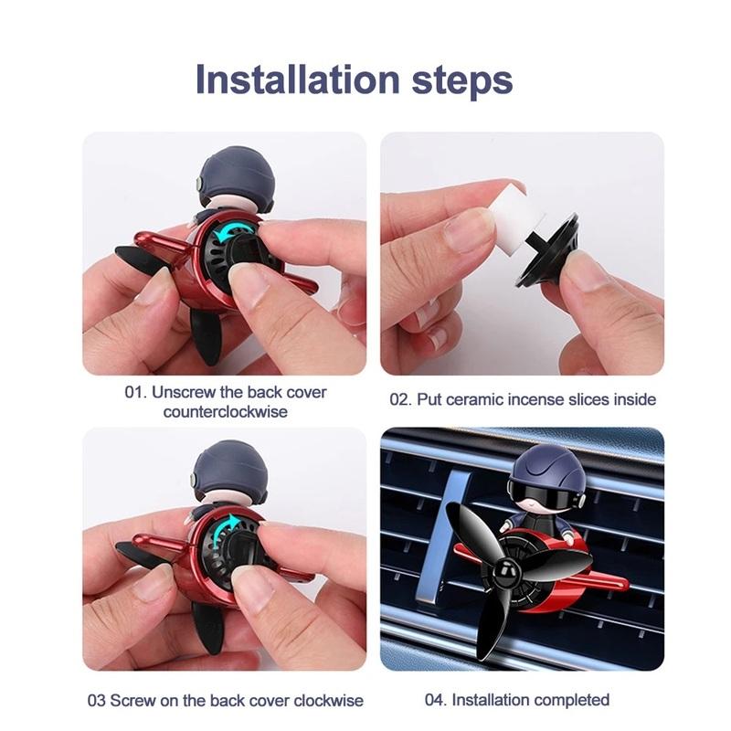 Car Air Freshener Aromatherapy Accessories Interior Perfume Diffuser Rotating Propeller Outlet Fragrance Cartoon Design Supplies