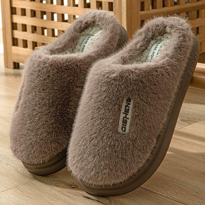 Cotton slippers women spring and autumn winter plush non-slip home use home indoor warmth couple winter men
