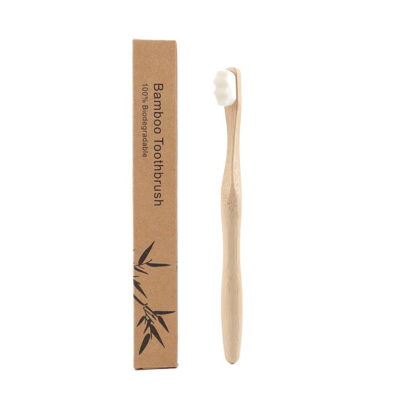 In Stock Customization Biodegradable Recyclable Kraft Box 12000 Ultra Soft Nano Bristles Calabash Handle Bamboo Toothbrush
