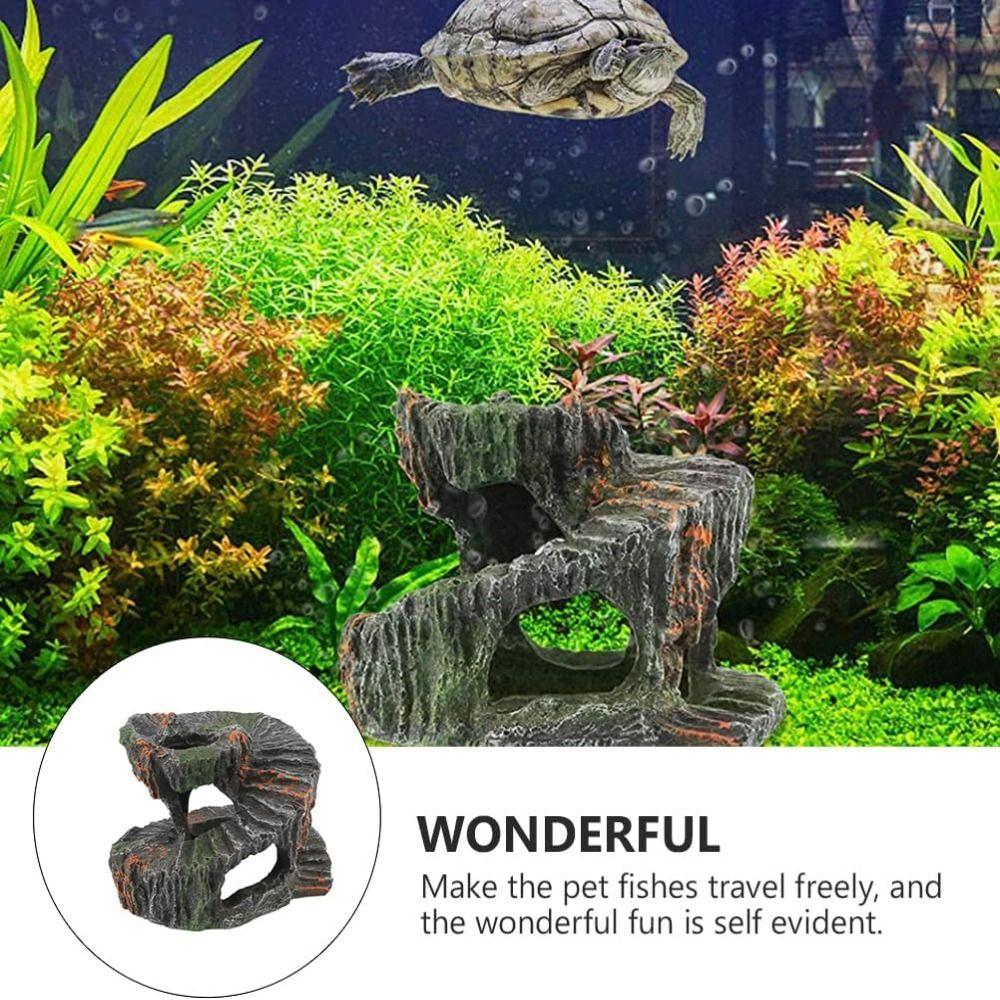 Non-Toxic Turtle Basking Platform Resin Reptile Hiding Cave Artificial Rock Cave  Reptile Habitats