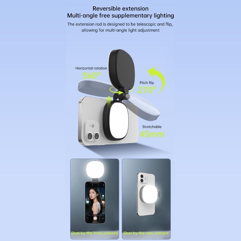 Rechargeable Magnetic LED Circle Light For Smartphone Rotating Angle Individual Portrait Mirror Portable Studio Lighting Type C Charging