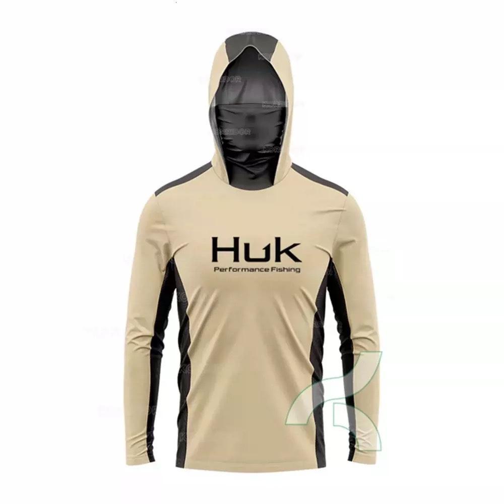 Costum de pescuit HUK pentru bărbați, transfrontalier, cu uscare rapidă, mască de praf și protecție UV, costum de pescuit ușor cu glugă, mătase de gheață