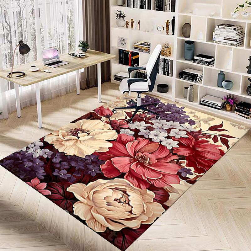 1PC Floral Pattern Carpet Ultra Soft, Thick & Absorbent, Non Slip Machine Washable Mat for Entryway