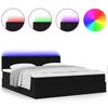 Ottoman Bed with Mattresses & LEDs Black 200x200 cm Velvet
