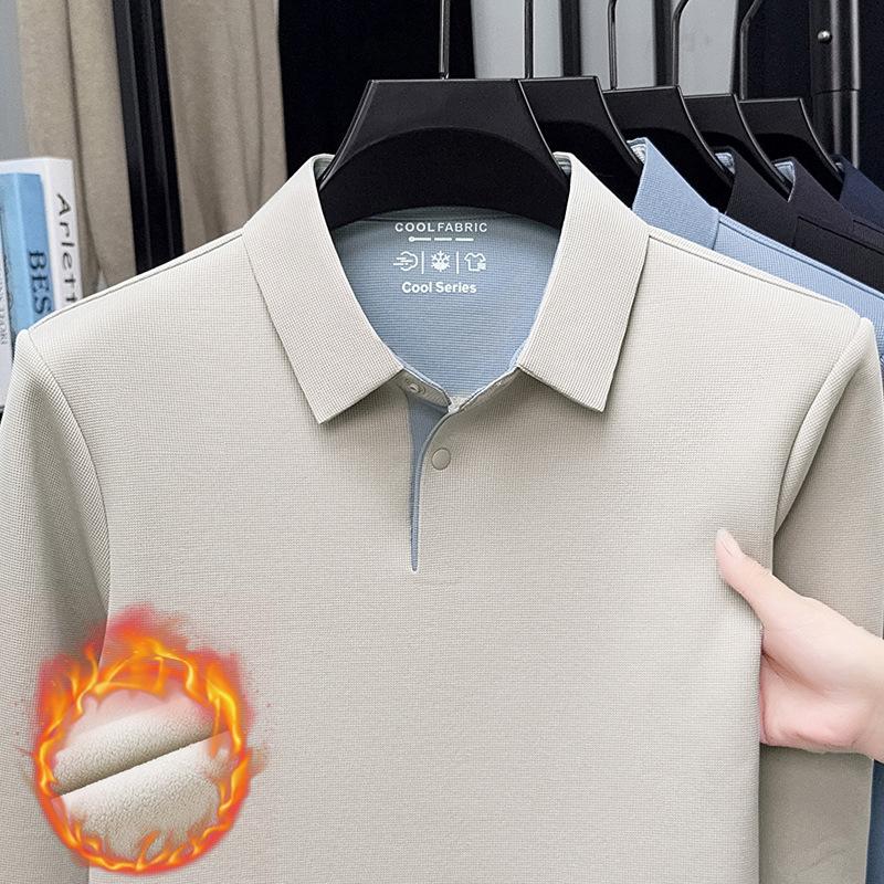 Men's Long Sleeve T-Shirt Middle-Aged & Young Casual Lapel Collar