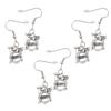 Drum Set Ear Drop Earrings Women Music Festival Jewelry Silver 4x1.5cm Ear Decoration 3 Pairs