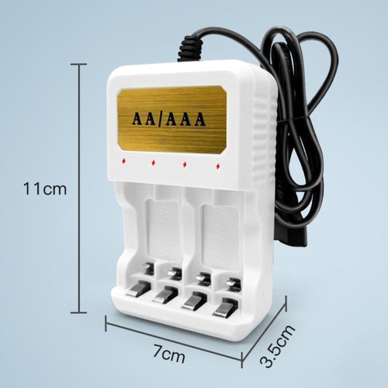 Intelligent Battery Charger Base for 1-4pcs Rechargeable 2A 3A Batteries 4-Channel Fast Charging Dock Stand White