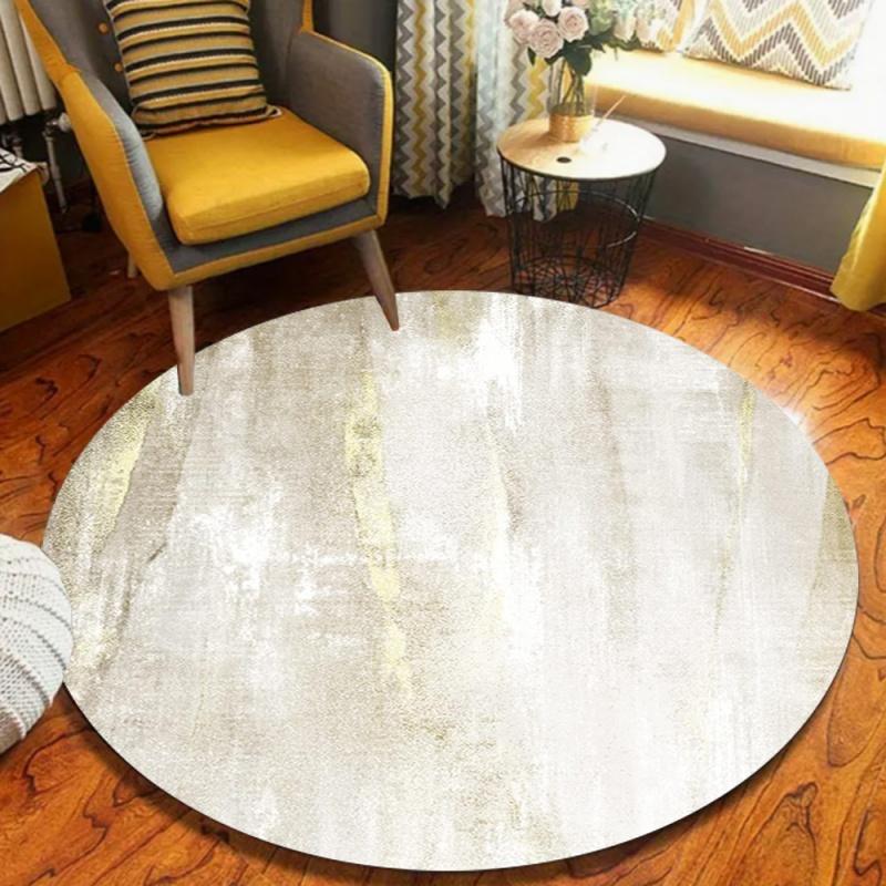 Luxe Grijs Wit Goudader Marmer Rond Vloerkleed Antislip Abstracte Vloermat Moderne Scheurprint Vloerkleed voor Woonkamer Slaapkamer 40x40cm