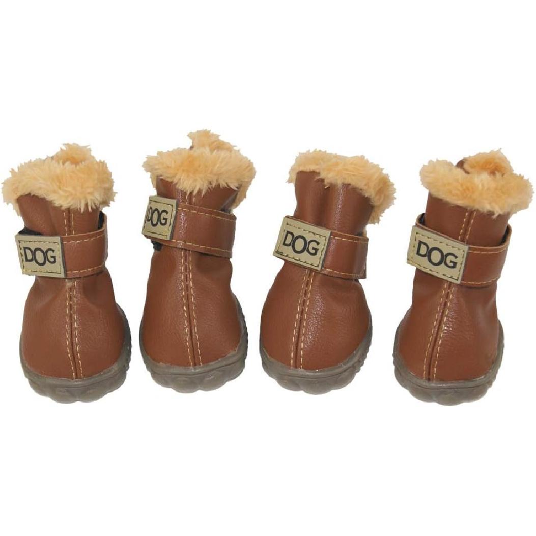 

WINSOON Собачьи Австралийские Ботинки Домашняя Обувь Противоскользящая Зимняя Теплая Нескользящая Обувь Защита Лап Комплект 4 шт. (Размер 6, Светло-коричневый)