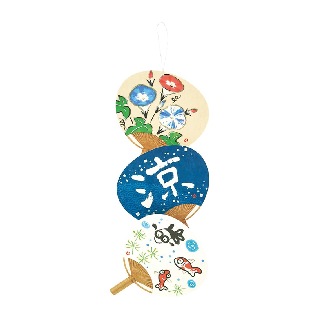 Sanrio Message Hanging 388327 Card, Summer, Sumi-e Fan, JSP64-4, S4064, синий
