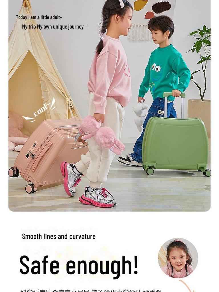 18-inch Lightweight Children's Ride-On Suitcase, Mini Cabin Trolley for Girls and Boys