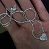 S925 Silver Plated Sparkling Heart Pendant Necklace for Women Trendy Luxury Starry Clavicle Chain Jewelry for Wedding Party