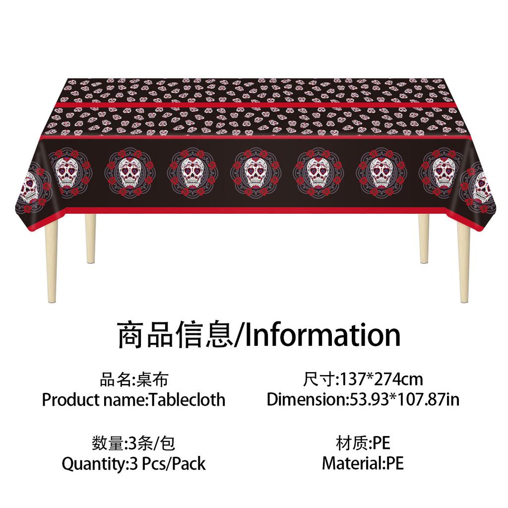 Halloween-Themed Disposable Pe Tablecloth Halloween Thickened And Durable, Suitable For Christmas Party/Picnic/Household