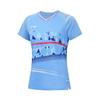 Li Ning T Shirts Unisex Bright Sky Blue V Neck AAYU132-3