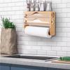 M-Modern-Kitchen Foil Dispenser With Paper Towel Holder, Bamboo Aluminum Foil And Plastic Wrap Organizer A