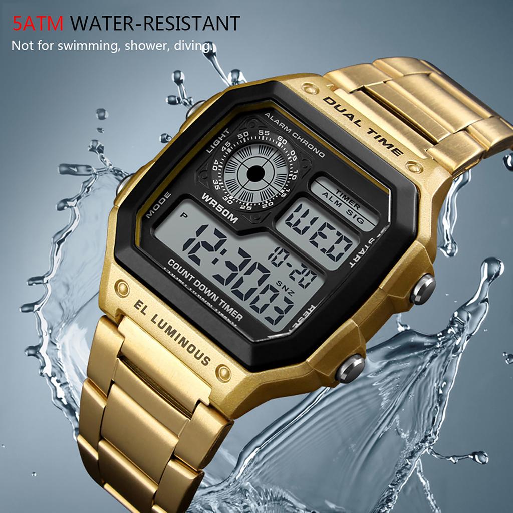   Sport Stainless Steel Men    Water-resistant Digital Backlight Man Wristwatch Male Relogio Musculino Chronograph