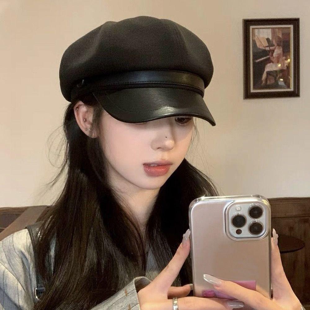 Cotton Beret Hat Windproof Newsboy Hats Retro Panama Cap  for Women