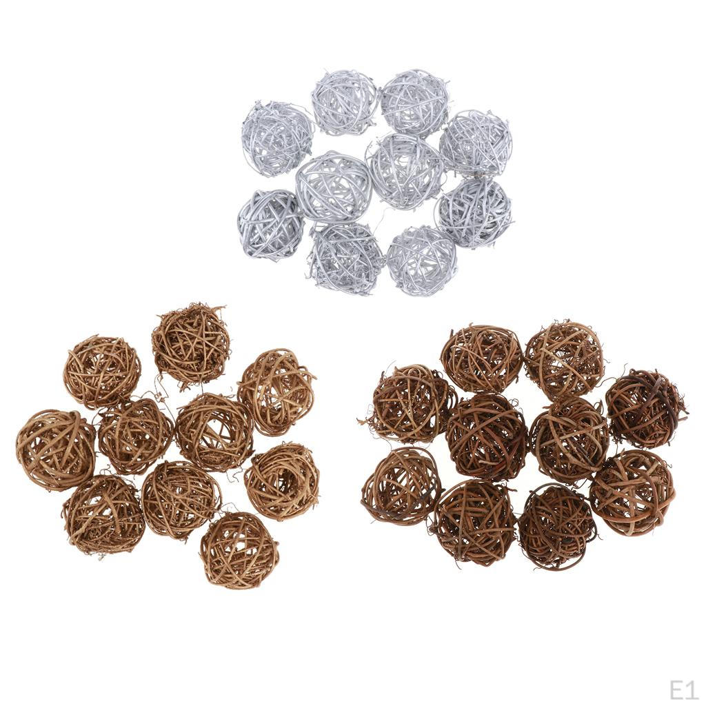 10 Pack Natural Rattan Balls in 3 Colors for DIY Crafts And Decorations