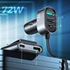 Joyroom High-Power 72W Dual Port Car Charger with 2xPD & 2xQC3.0, 1.5m USB-C Cable, Black Model JR-CL05