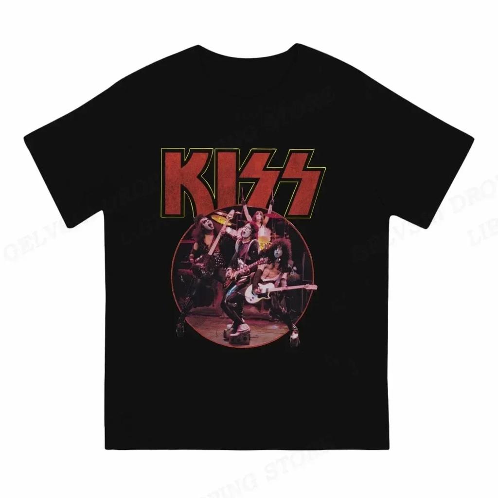 Kiss Band T-shirt Herr Dam Mode T-shirt Bomulls T-shirt Street Hip Hop Tee Unisex Camisetas Hombre Sporttoppar Rockbandströja