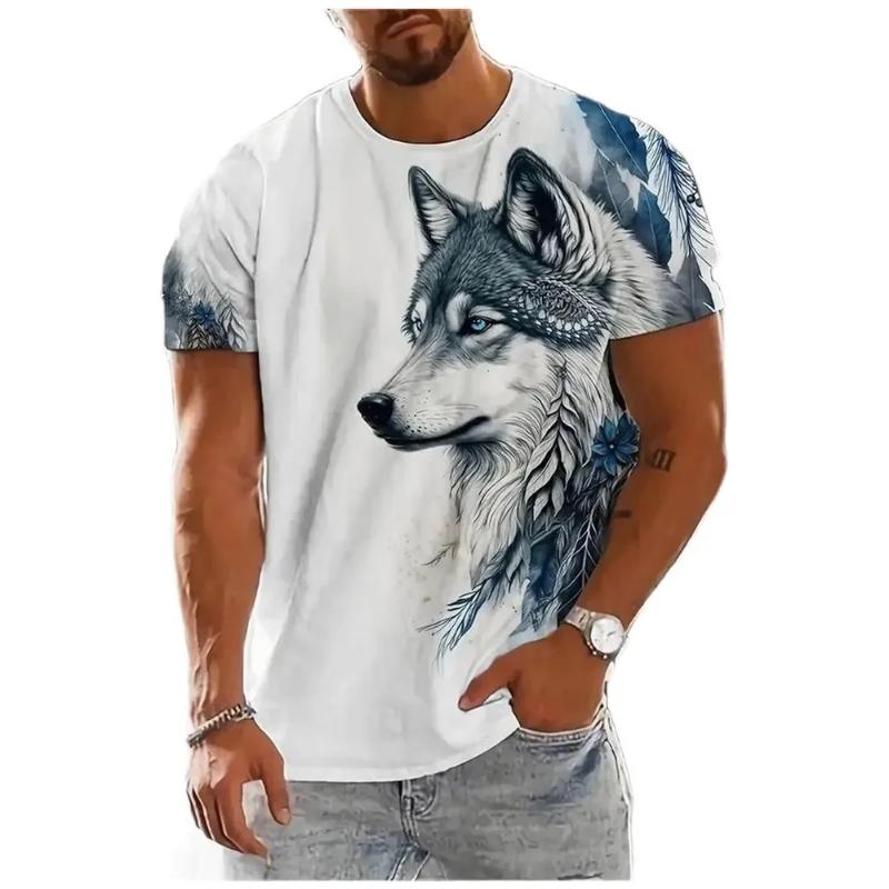 Mode Dames Ronde Hals Korte Mouw 3D Dier Kleurprint Dier Korte Mouw Ronde Hals T-shirt