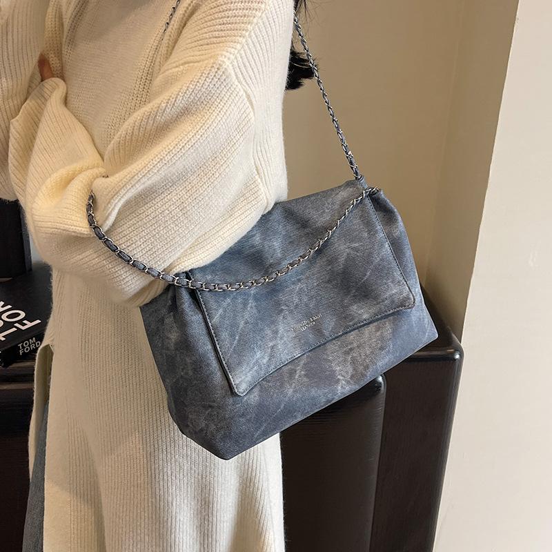 Vintage Large Capacity Denim Tote Bags for Women Shoulder Bags Versatile Chain Casual Large Bag Shopping Bags Bolsos De Mujer