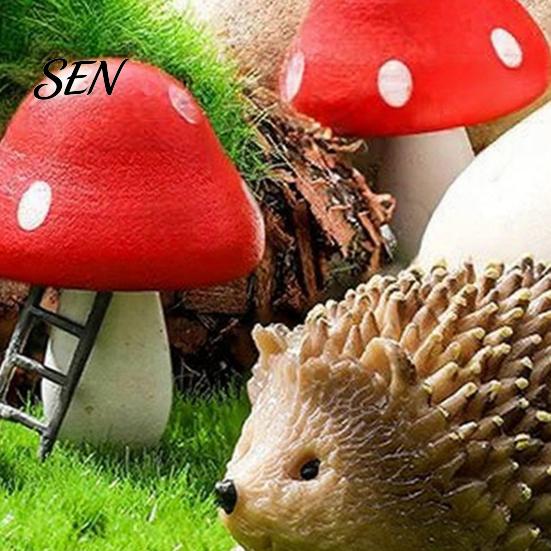 Cute Hedgehog Mushroom Set Micro Landscape Ornaments for Moss Terrariums Fairy Garden Decor, Miniature Decor Figurine, Mini Statue, Potted Plant