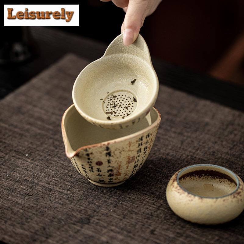 Hand-painted Orchid Pavilion Preface Firestone Red Tea Separator Infusor Handmade Tea Strainer Dispenser Tea Maker Tea Filter