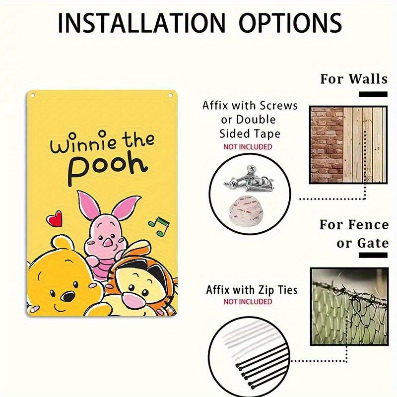 Disney Winnie the Pooh Metal Wall Art - 20.32x30.48 Cm, Vibrant Cartoon Decor Featuring Tigger, Piglet, Eeyore & More, Durable M