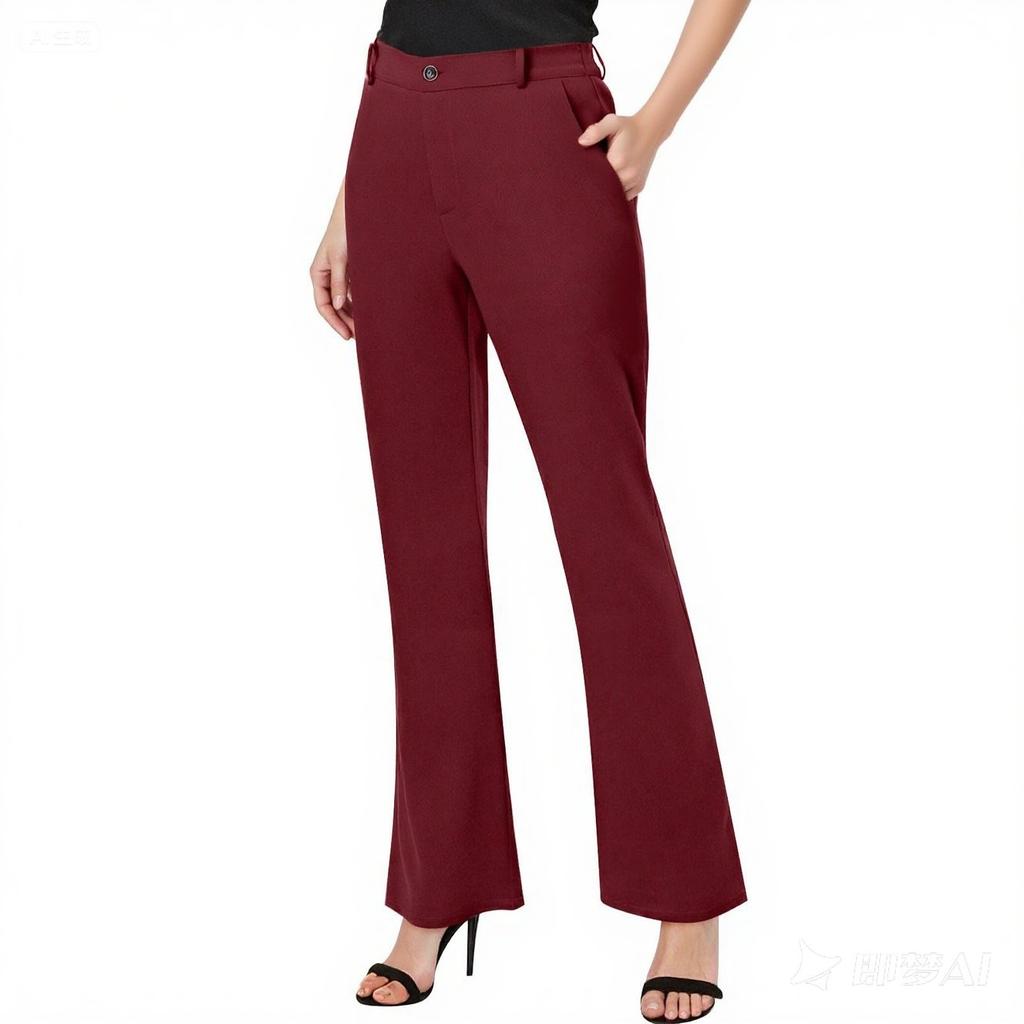 Womens Dressy Pants Work Straight Leg Pants Casual Bell Bottom With Trousers Pockets