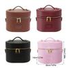 PU Leather Toiletry Organizer Bag Makeup Case with Carrying Handle And Zippered Cover Design for Cosmetic Storage Use